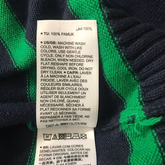 Amazon Essentials navy with‎ green stripes sweater size XL - Picture 5 of 9